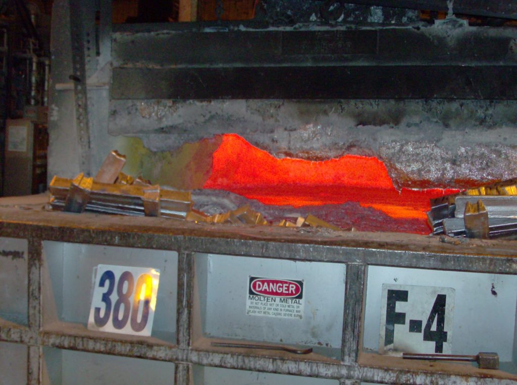corundum growth at top of aluminum furnace